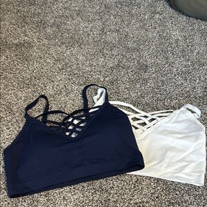 Zenana Navy and White Strappy Bralette Set